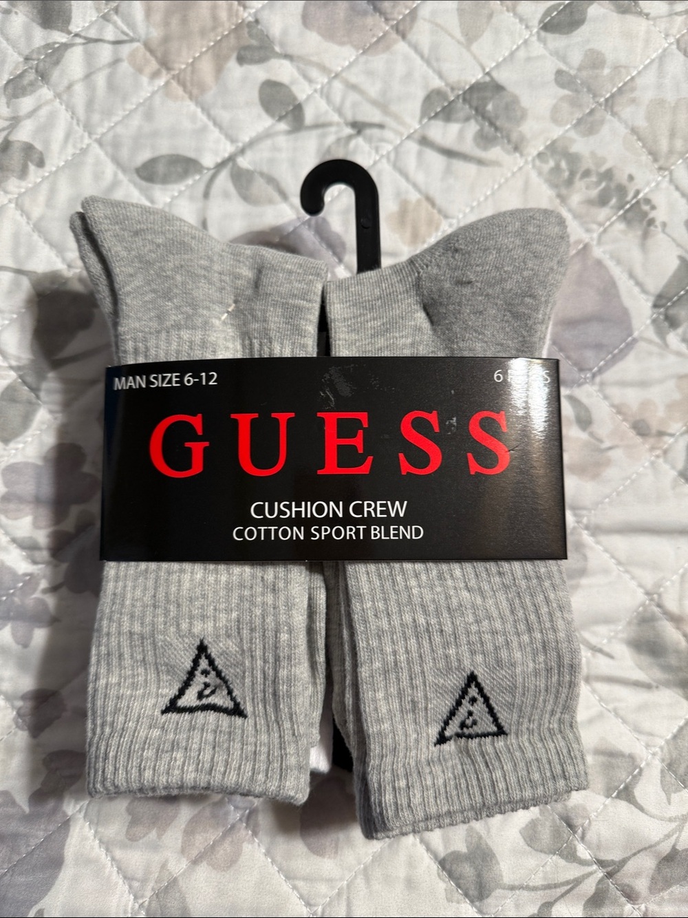 GUESS Gray Cushion Crew Cotton Sport Blend Socks - 6 Pack